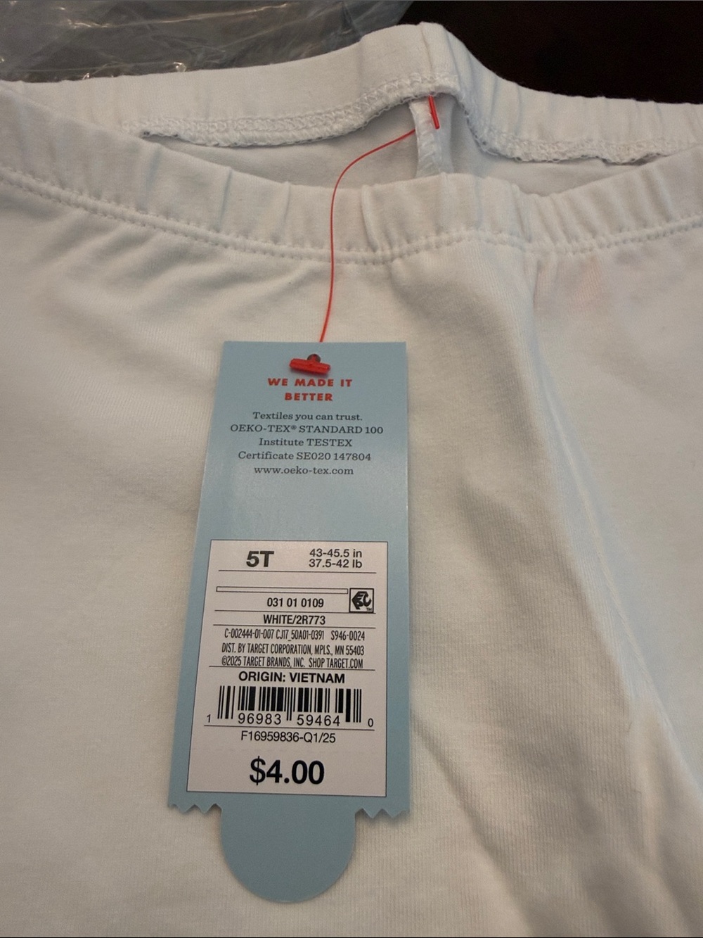 Kids White Bike Shorts - 5T